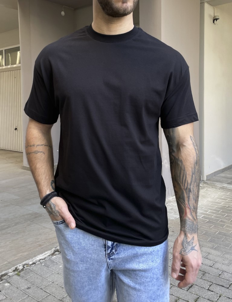 Marrakech Ανδρική μαύρη κοντομάνικη μπλούζα Oversized TST0426
